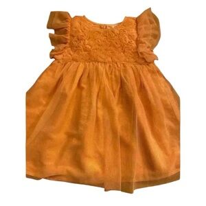Toddler Tulle Peach Orange Shimmer Rosette Layered Pretty Party Dress NEW  2T